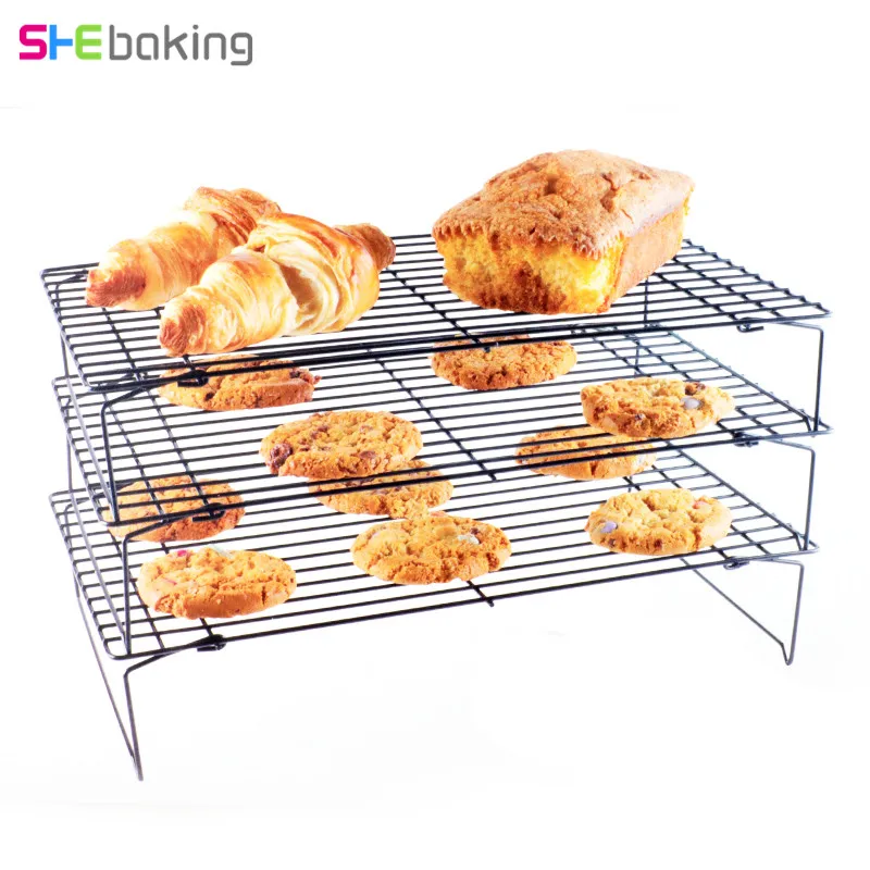 Shebaking 1pc 3 Tier Stackable Cooling Rack Stainless Steel Non stick