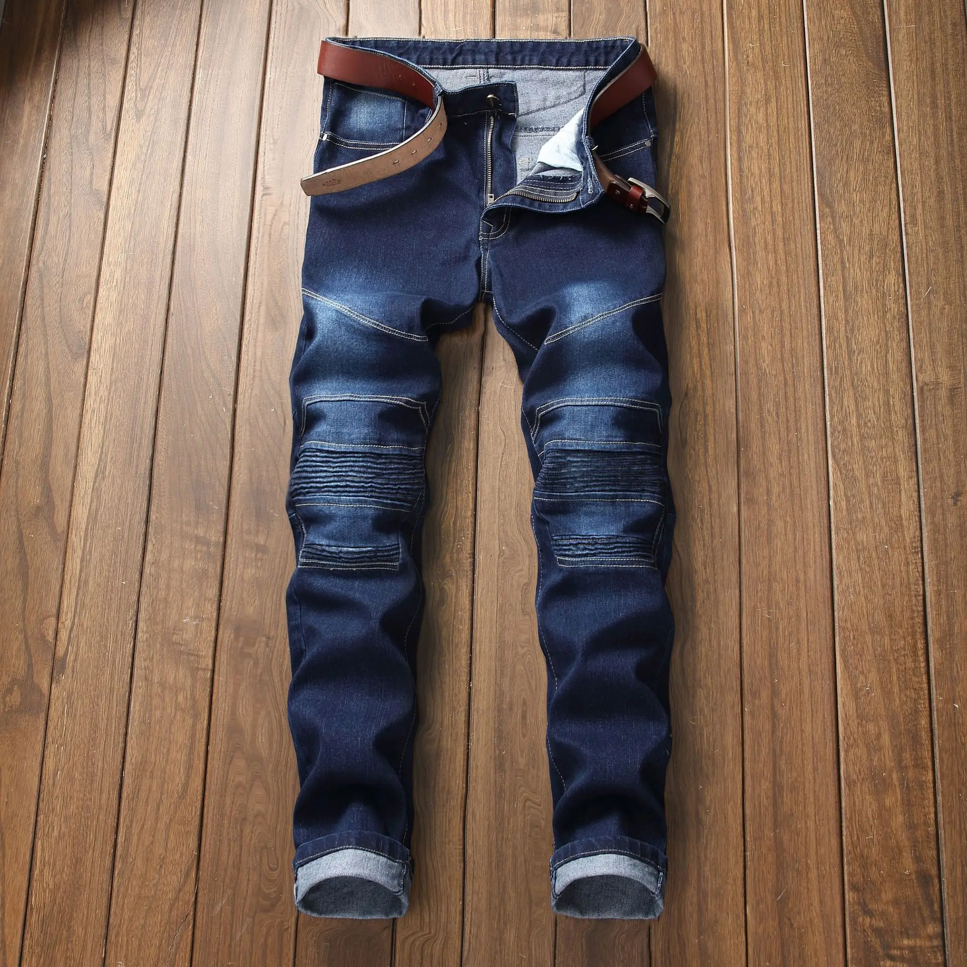 2019 New Mens Brand Jeans Fashion Men Casual Slim fit Straight High Stretch Feet Skinny Jeans Men Blue Gentleman Denim Trousers