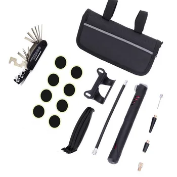 

Cycling equipment bicycle repair tool carrying case 16 in 1 folding bike tool tire repair kit mini pump