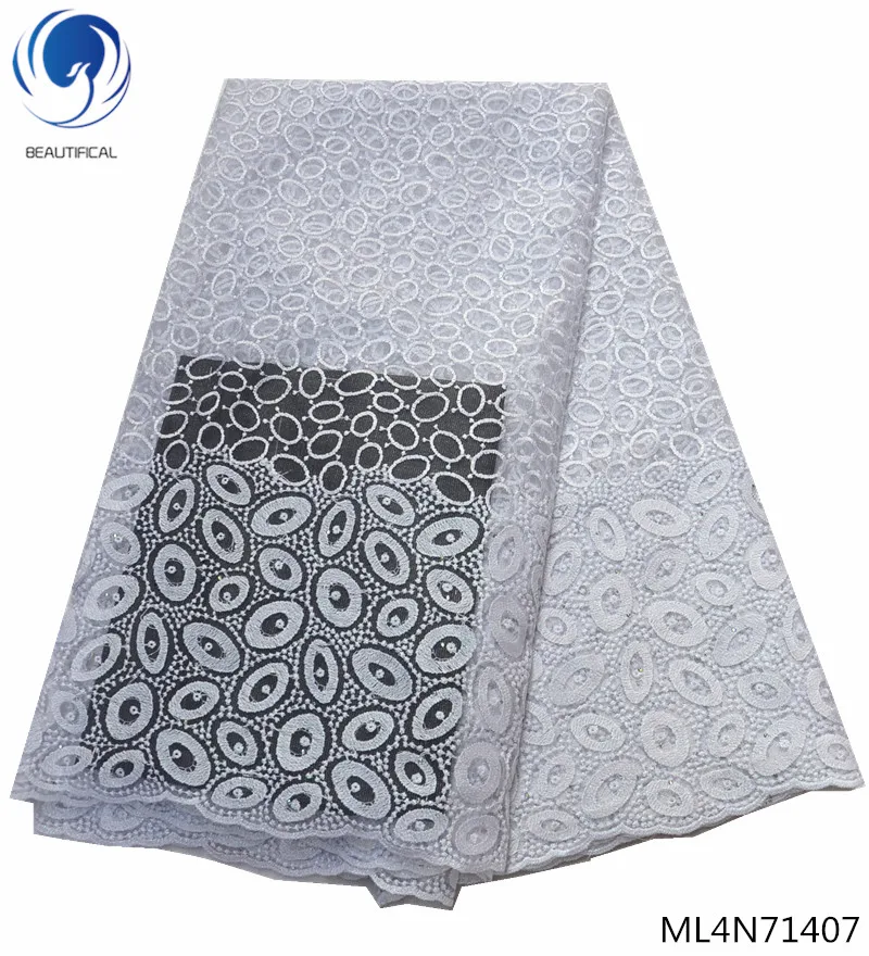 

Beautifical french tulle lace fabrics 2019 high quality african fabrics dress white laces fabric for women 5yards/lot ML4N714