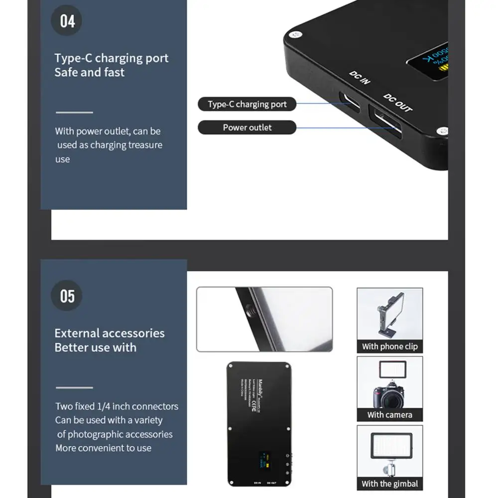 Manbily MFL-06 Mini Portable Photography Lighting