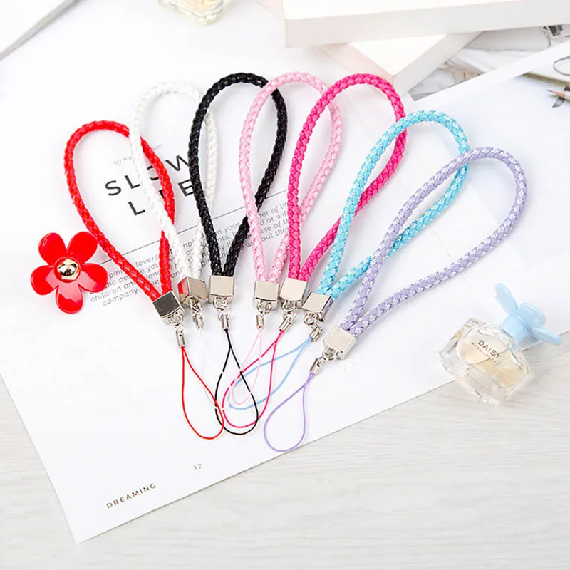 

10pcs colorful pu leather woven short lanyard key lanyard certificate bus card leather rope mobile lanyard