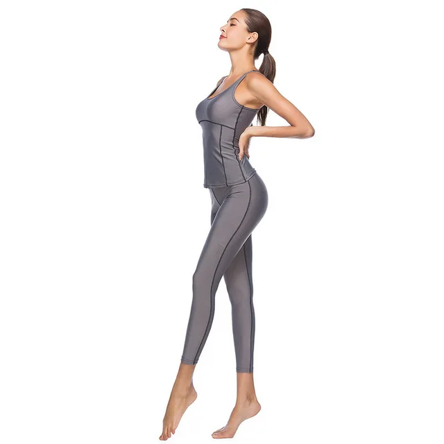 Running Fitness Two Piece Set Women Vest Tops Leggings Sport Suit