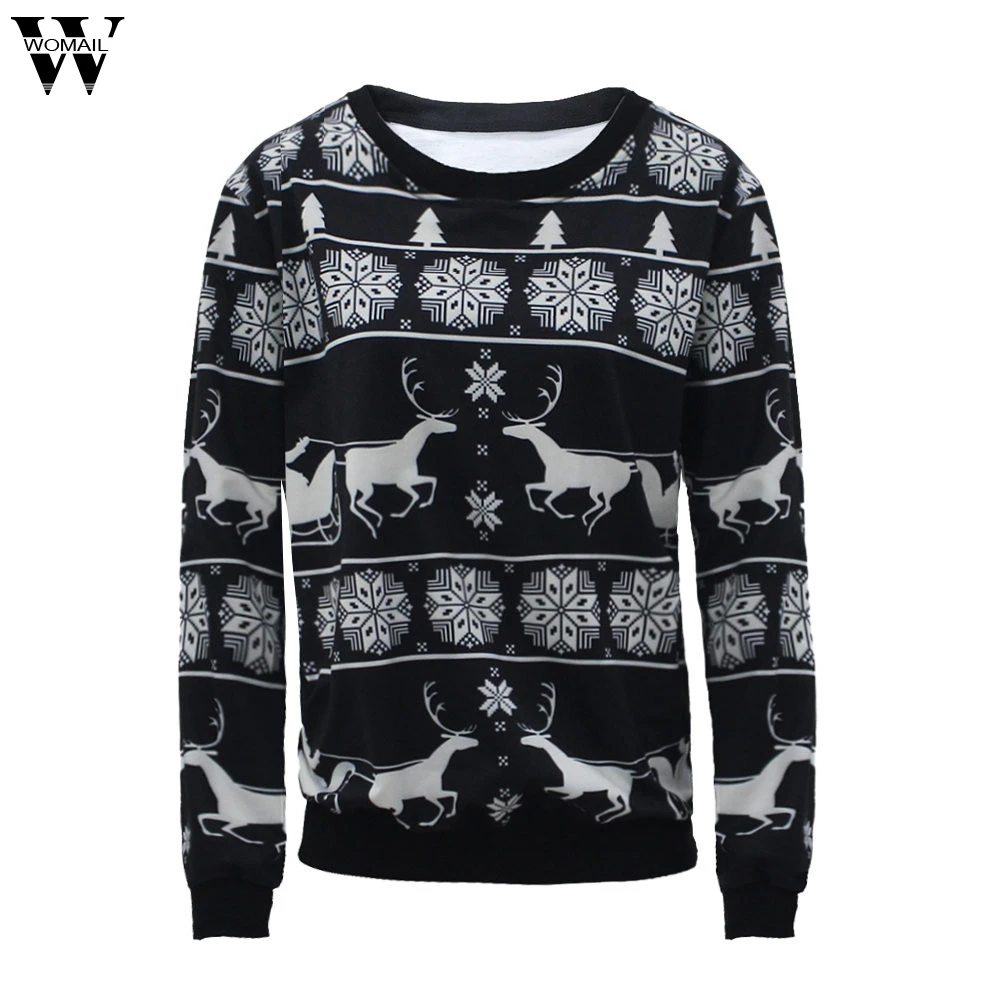 

WOMAILNew set of clothes for Christmas Sweatshirt Hoodie Casual Pattern Pullover Women's Patterns of Reindeer Snowman N1