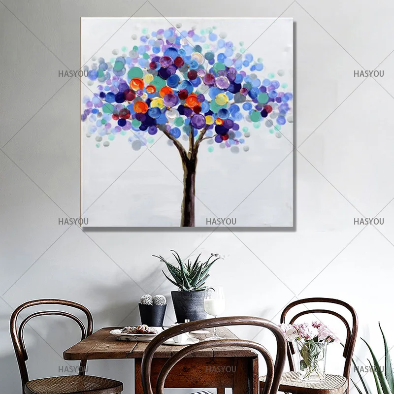 Wish-Tree-Picture-Art-for-Living-Room-Hand-painted-Modern-Abstract-Oil-Painting-On-Canvas-Wall (3)