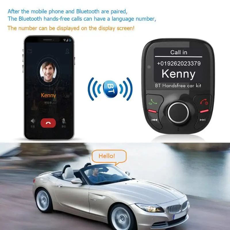 BT002 Bluetooth 4,2 FM передатчик громкой связи автомобильный комплект MP3-плеер USB зарядное устройство