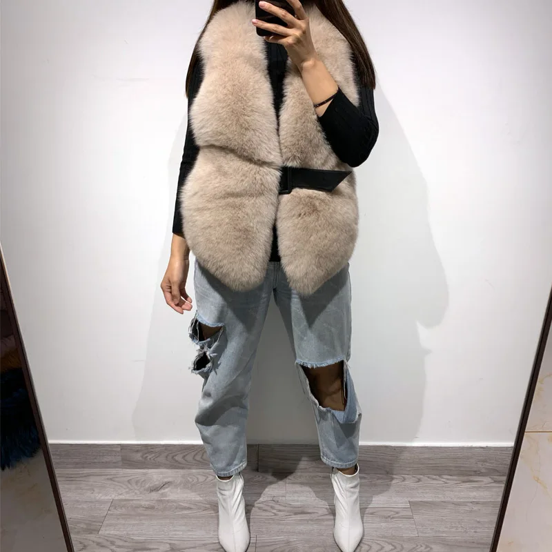 

women natural fur vest fox fur gilet