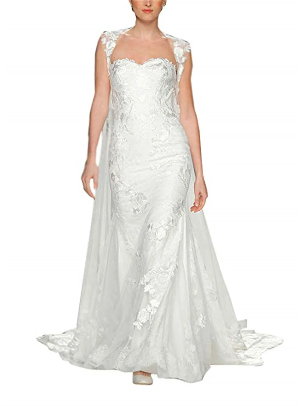 

Sapphire Bridal Women's Elegant Tulle Lace 3m/4m Long Train Wedding Cape Bridal Shawl Wrap Cloak