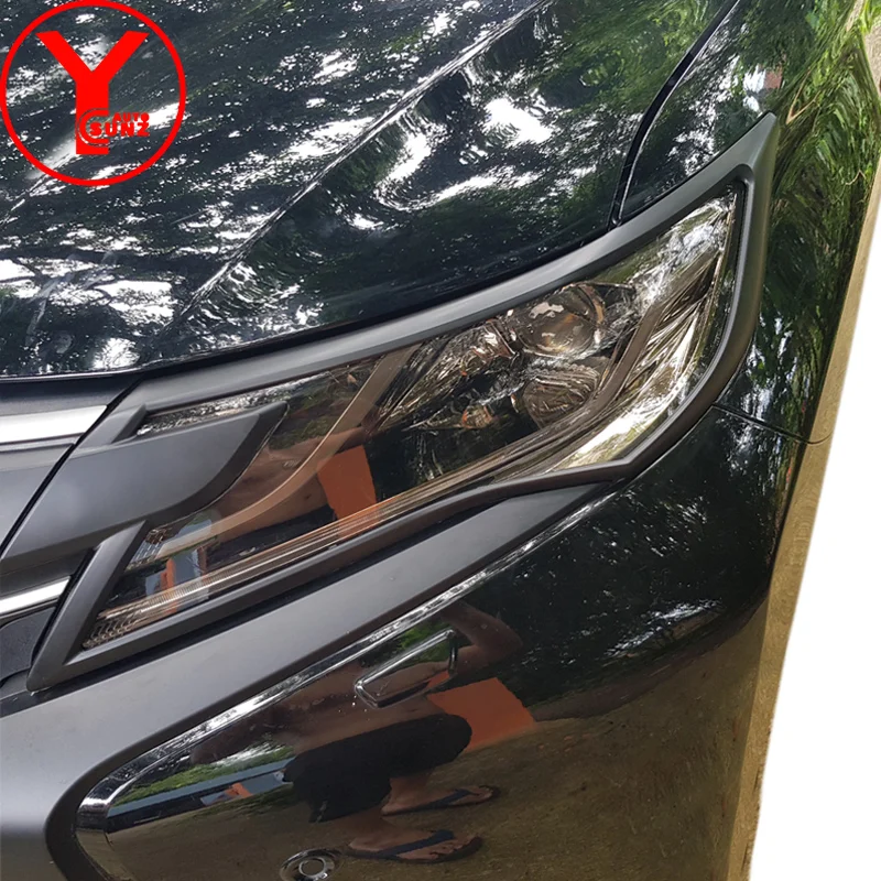 

black head light cover For MITSUBISHI PAJERO SPORT Shogun Sport 2016 2017 2018 car ABS accessories For montero sport 2018 YCSUNZ
