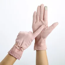 Women Sunscreen Gloves Spring Summer Lace Stretch Touch Screen Glove Anti-UV Wrist Short Slip Resistant Driving Glove Size 23cm