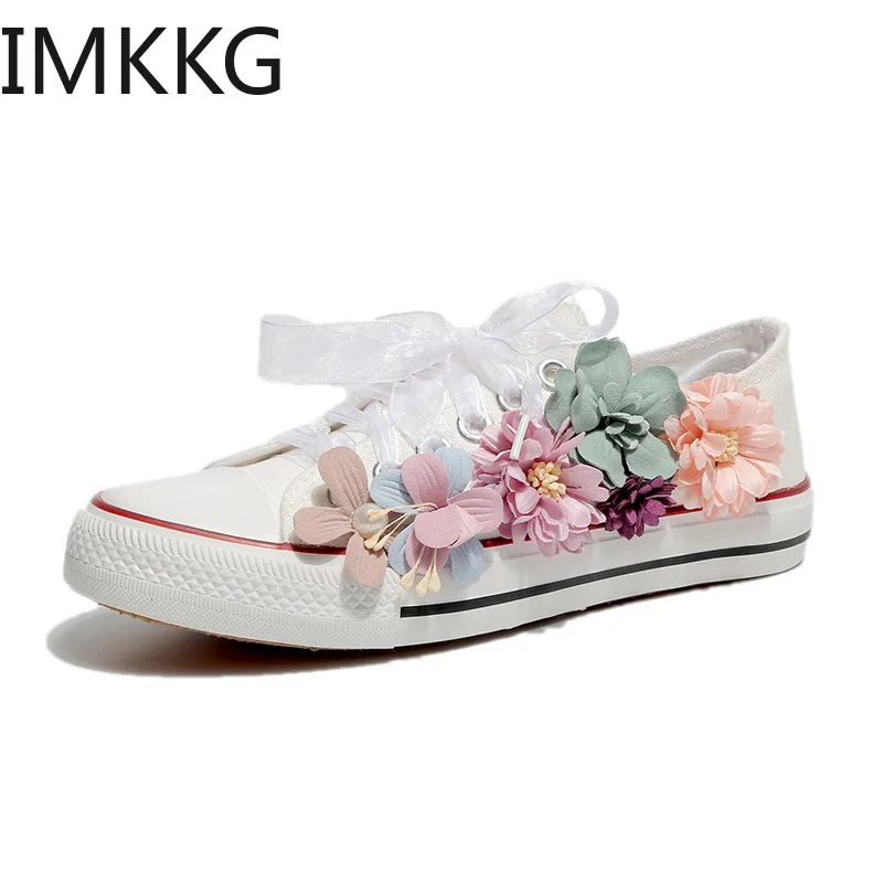 

New 2019 Spring Fashion Women Casual Shoes Women's Handmade Flowers Flats shoes A00247