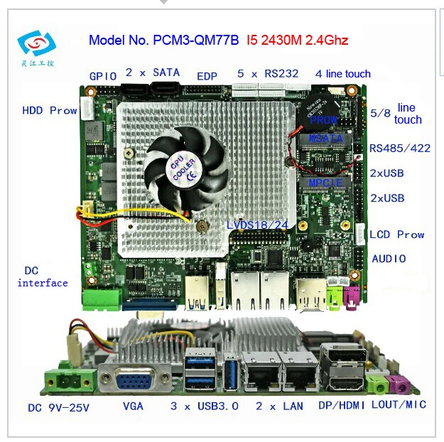 Mini ITX с Core i5 2430 м Процессор 2.4 ГГц pcm3-qm77b
