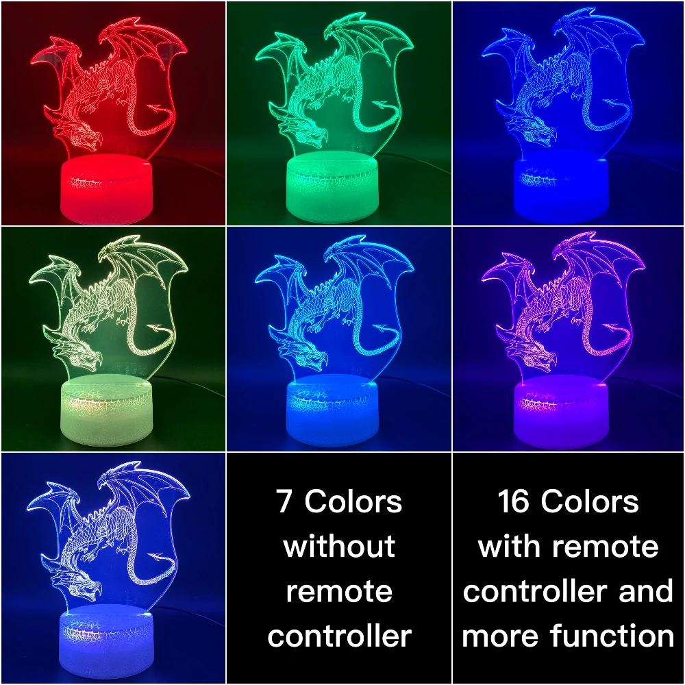 3D иллюзия светодиодный ночник лампа дракон офисная комната декоративный свет детский подарок дети ночник для спальни динозавр птерозавры