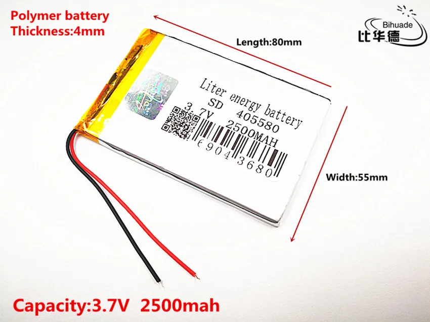 

Good Qulity 3.7V,2500mAH 405580 Polymer lithium ion / Li-ion battery for tablet pc BANK,GPS,mp3,mp4