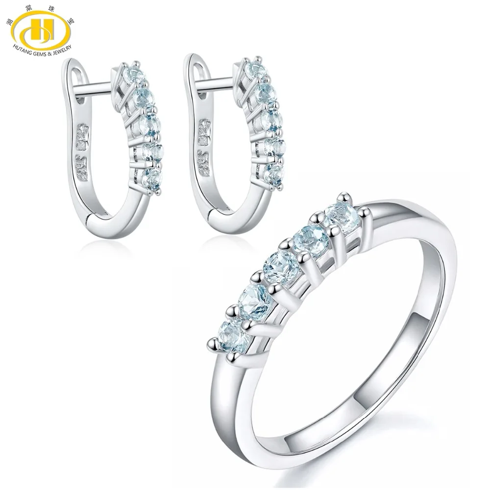 Серьги кольца и кольцо с аквамарином 925 карата|jewelry sets|fine jewelryring fine jewelry |