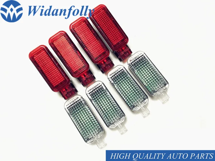 Widanfolly 8PCS SET LED Footwell Light Red Door Warning Light Lamp For A3 A4 A5 A6 A7 A8 S8 Q3 Q5 TT R8 8KD 947 411 3AD 947 409