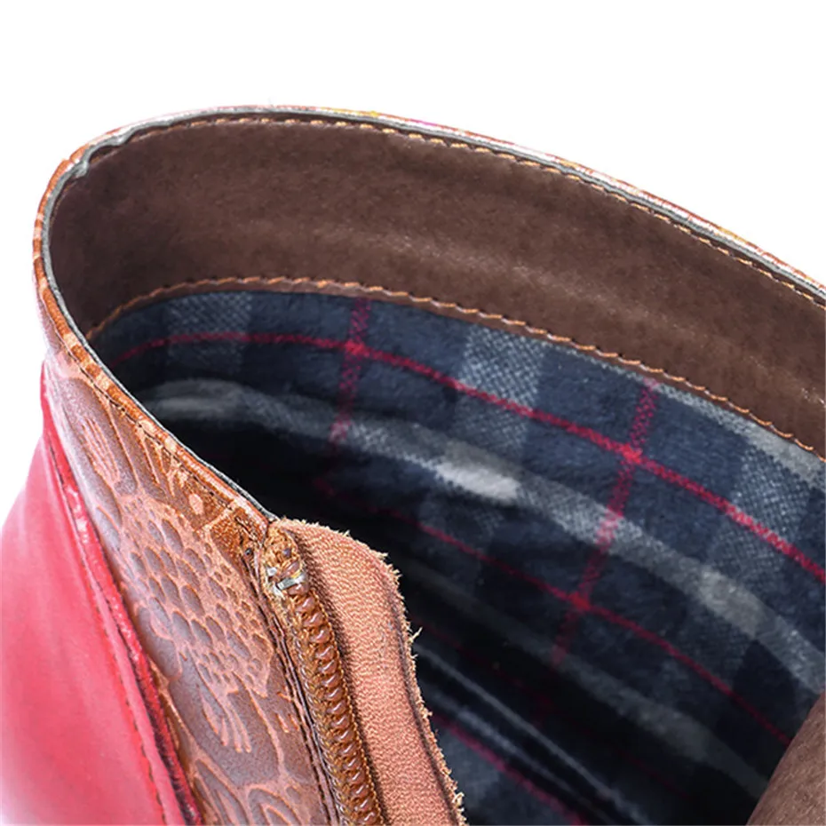 Spanish Retro Style Women Ankle Boots Fashion Handmade Genuine Leather Thick Heels LadIes Shoes Comfortable Ethnic Women's boots (5)