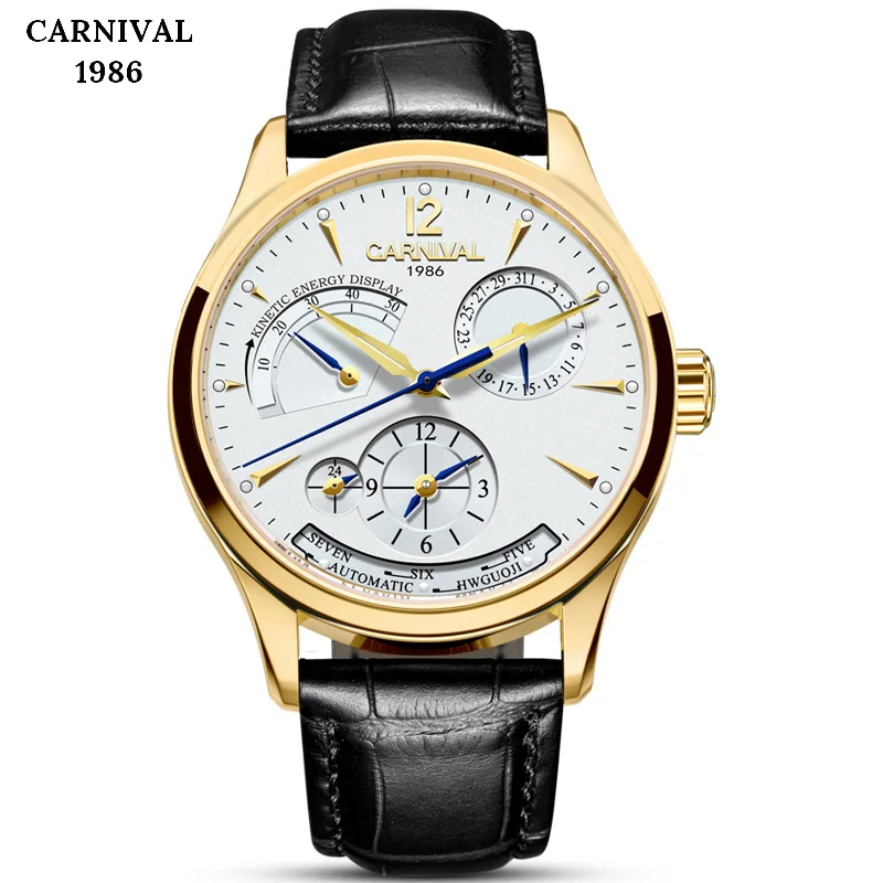 Relogio Masculino CARNIVAL мужские спортивные часы с двумя часовыми поясами кожаный ремешок