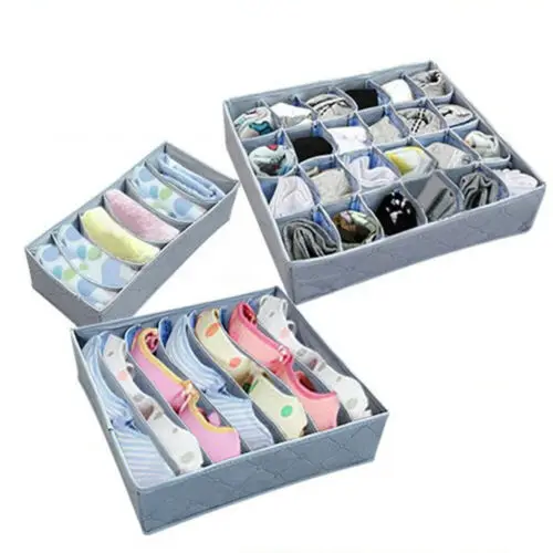 

3pcs Foldable Bamboo Closet Organizer Box for Underwear Bra Socks Ties Scarves Storage Drawer Divider