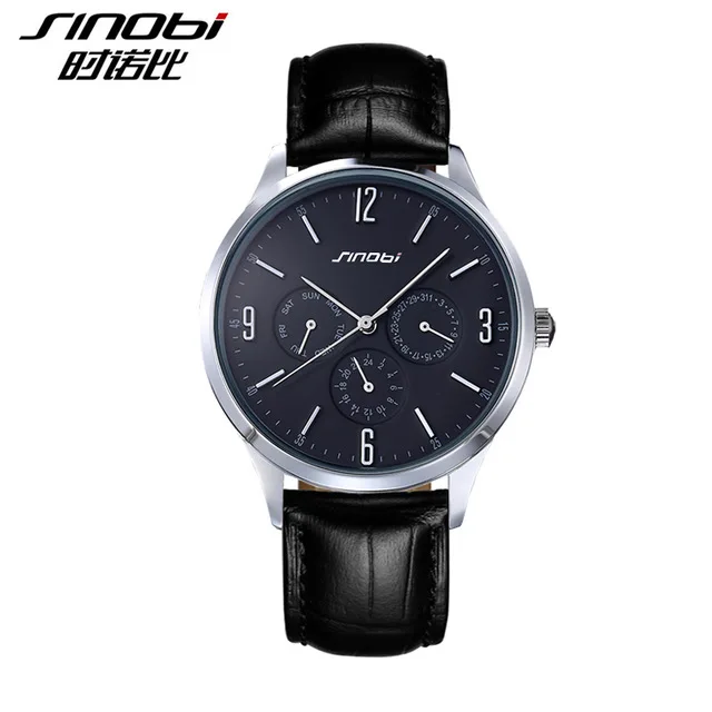 SINOBI relojes hombre ультра тонкие Топ люксовый бренд кварцевые часы мужские повседневные деловые кожаные аналоговые часы мужские Relogio подарок - Цвет: BSB