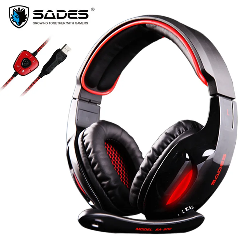 

SADES SA-902 Gaming Headphones with Microphone Mic Led Light USB 7.1 Surround Sound PC Headset gaming Earphone for Compuer Gamer