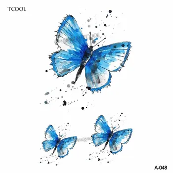 

HXMAN Butterfly Temporary Watercolor Tattoo Sticker Waterproof Women Fashion Fake Body Art 9.8X6cm Kids Hand Tattoos A-048