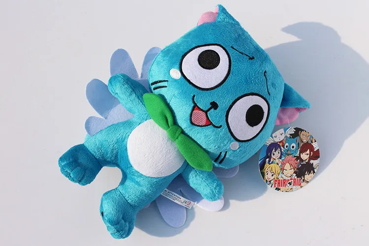 Аниме Fairy Tail счастлив голубой Кот плюшевые игрушки мягкие 12 "30 см куклы с тегом подарок на день рождения для детей розничная продажа