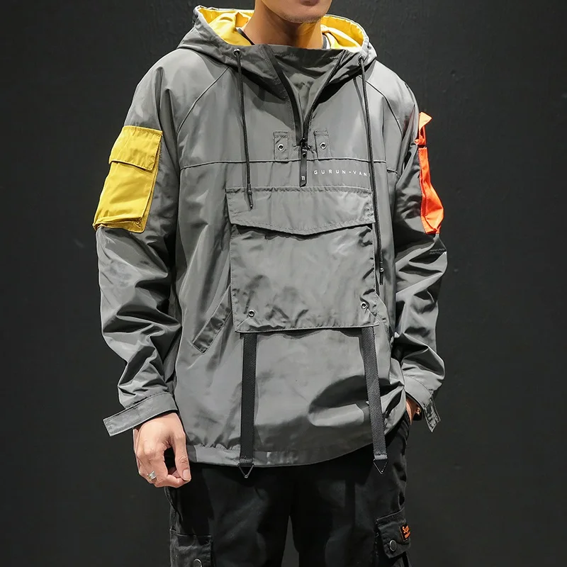 Spring Hip Hop Hooded Patchwork Mens Jacket Coat Male Hoodies coats 2019 Men Black Couple Streetwear Hoody bomber jacket M-5XL