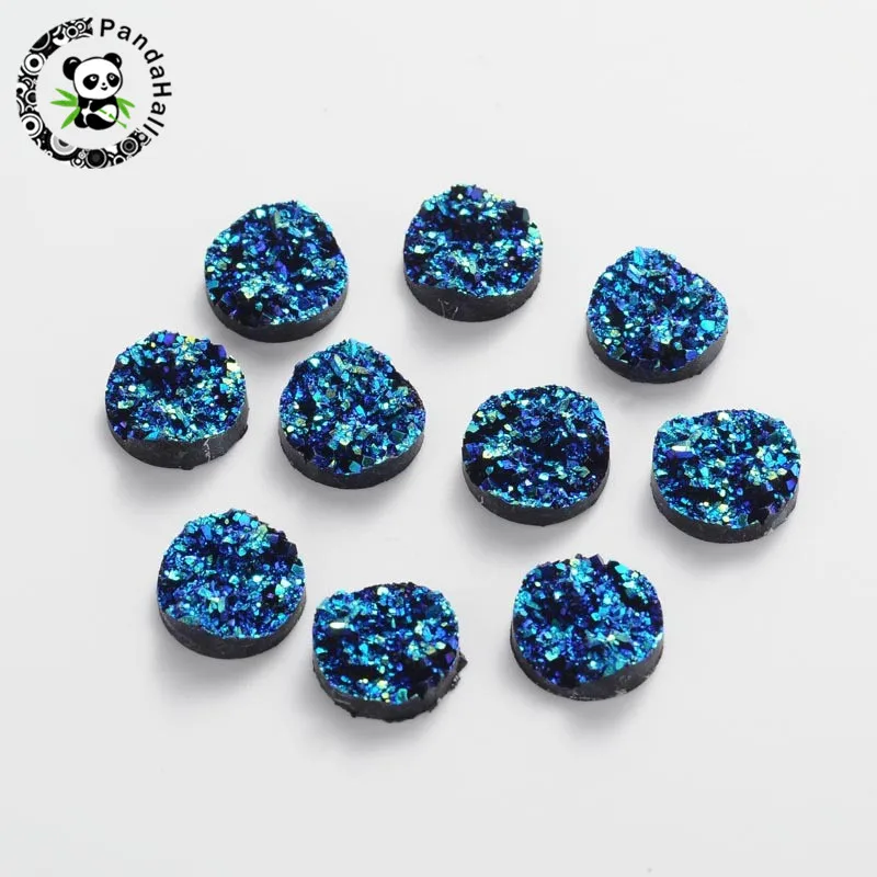 

300pcs Flat Round Druzy Resin Cabochons for Jewelry DIY Making Bracelet 12x5mm
