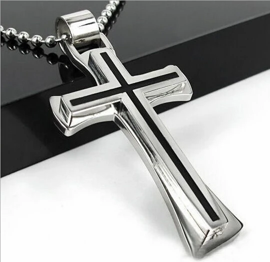 

Fashion Punk Cool Black Silver Stainless Steel Cross Pendant Necklace With Chain For Women Men Jewelry Jewelry Gifts Wholesale
