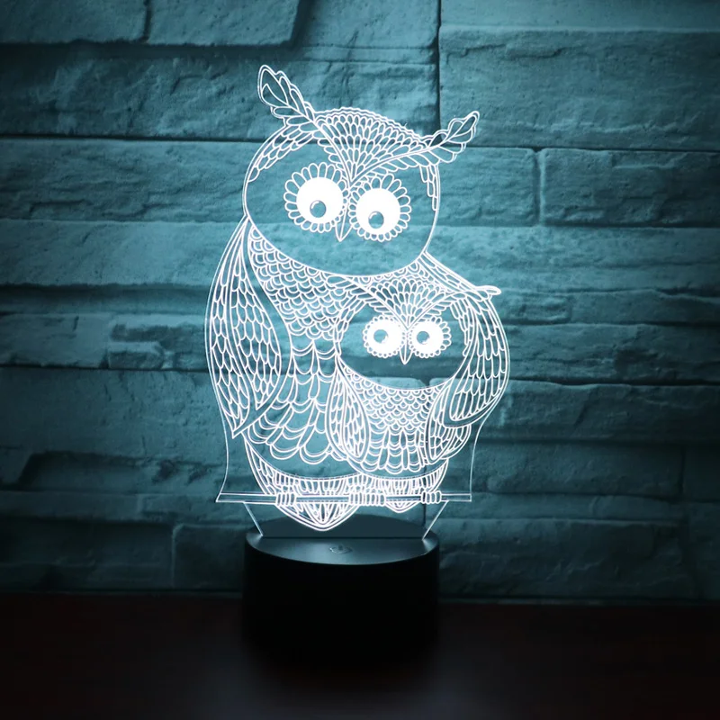3D светодиодный Ночной светильник в виде совы для маленьких с 7 цветов светильник для украшения дома лампы удивительный визуализации Оптические иллюзии Awesome