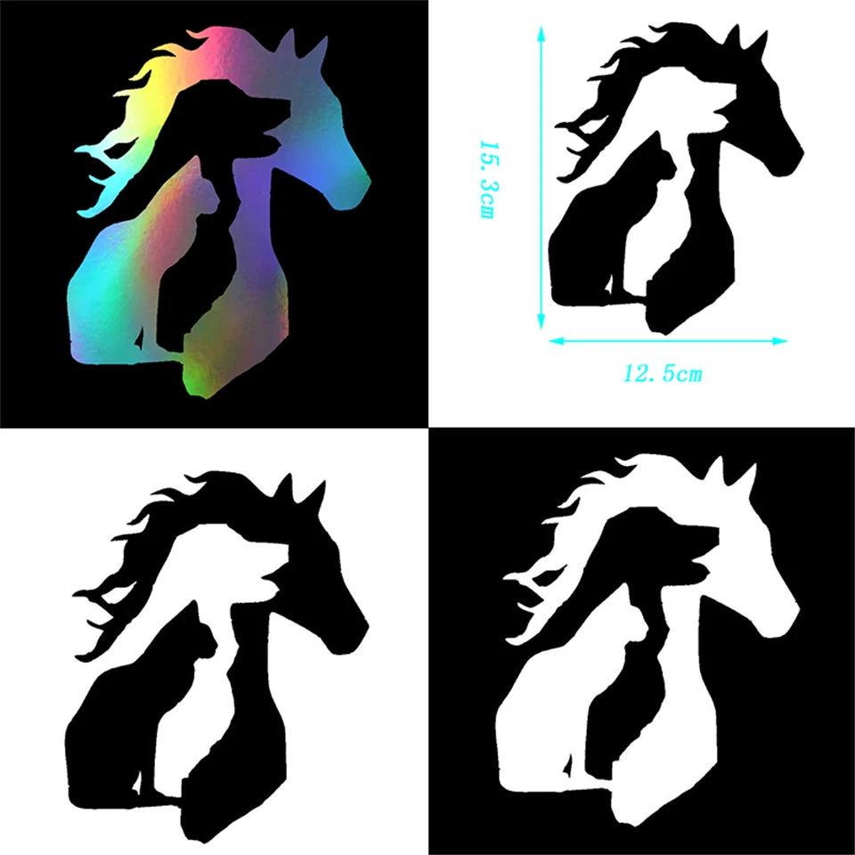 ANIMAL LOVER Horse Dog Cat Car Sticker Vinyl Decal Funny Cartoon Car Accessories 12.515 (8)