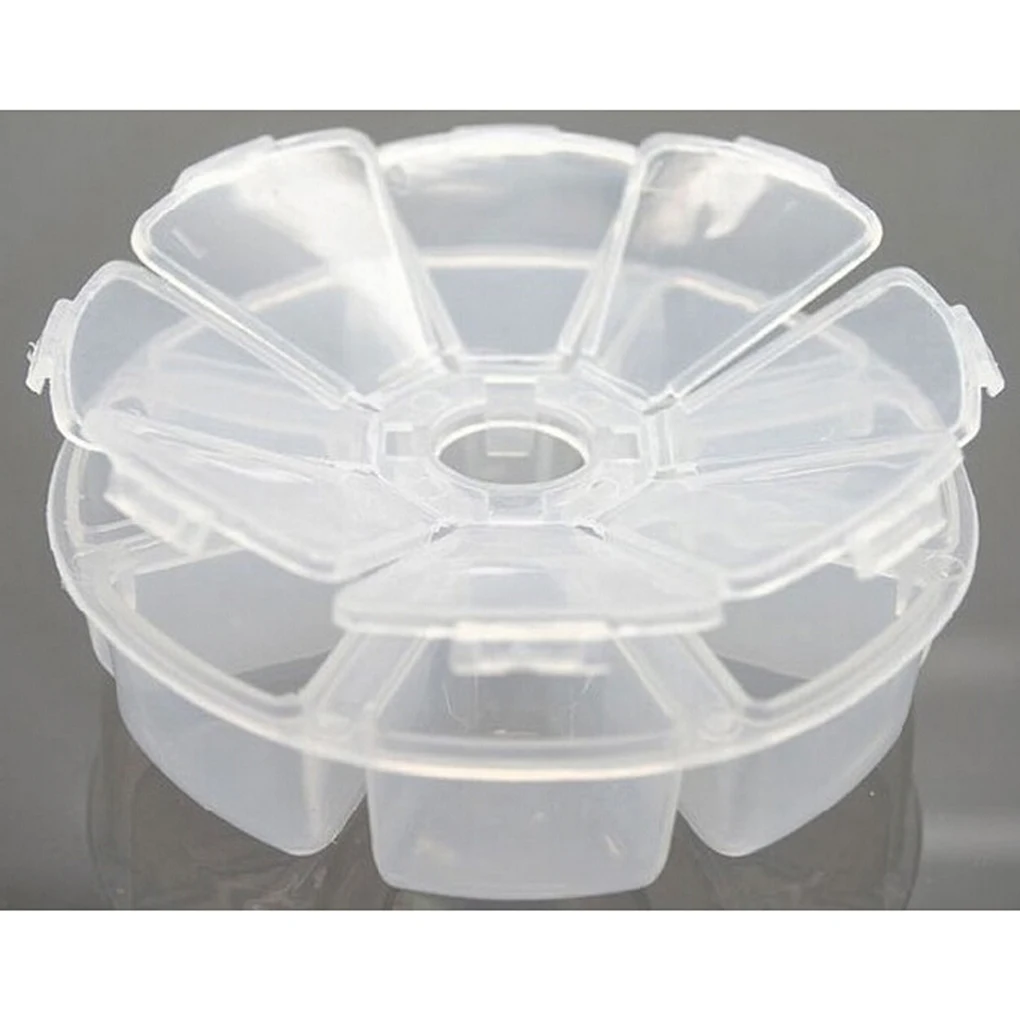 

Useful Mini Plastic Round 8 Cell Compartment Pill Jewelry Organiser Container Storage Box case
