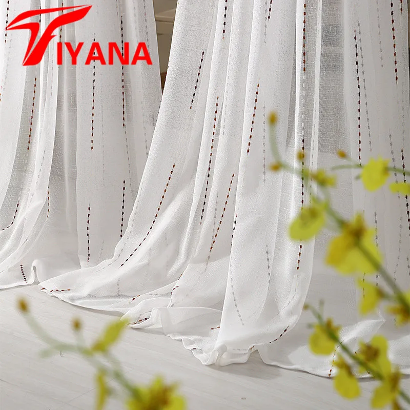 

Modern White Curtains Voile For Living Room Dot Pattern Window Screen Cotton / Ployester Quality Kitchen Rideaux Salon HP021D4