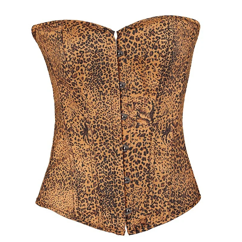 2017 leopard Wholesale plus size sexy corsets bustier top waist brown