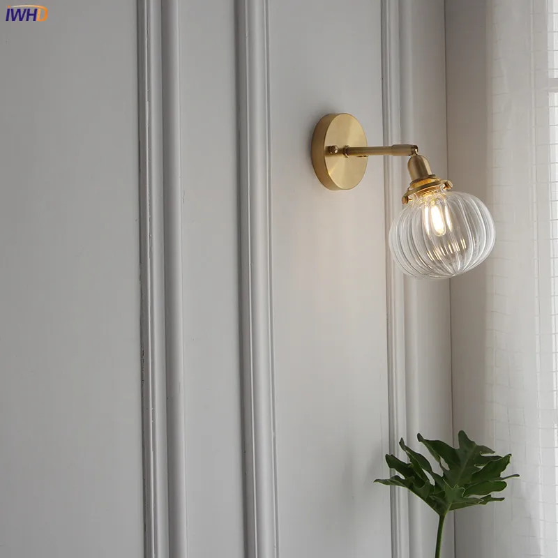 IWHD, скандинавский стеклянный шар, настенный светильник, зеркало для ванной комнаты, спальня, рядом с медным, современный настенный светильник, бра, светодиодный светильник Wandlamp, Домашний Светильник ing