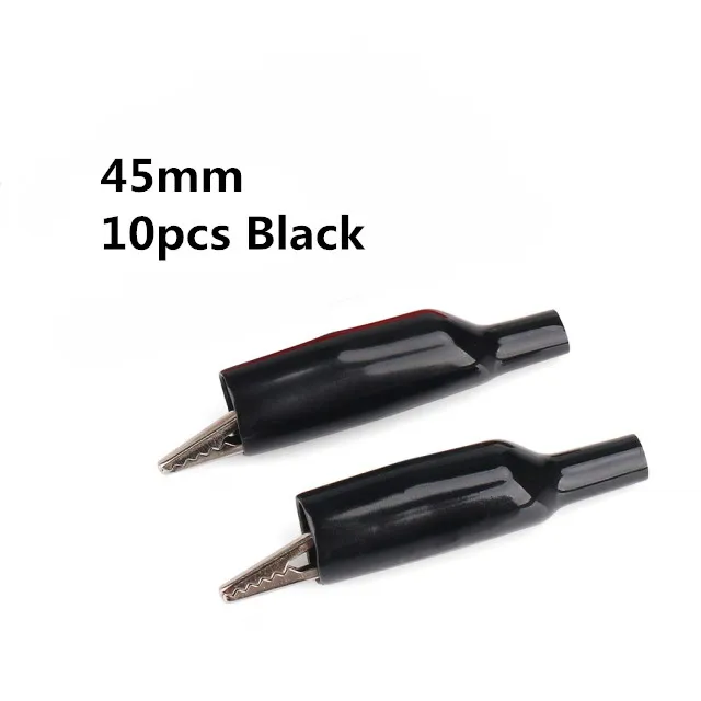 45mm-Black 10 шт./лот 28 мм/35 мм/45 мм металлический зажим крокодил G98 Электрический зажим для тестирования зонда метр Черный/Красный с пластиковой загрузкой - Цвет: 45mm-Black
