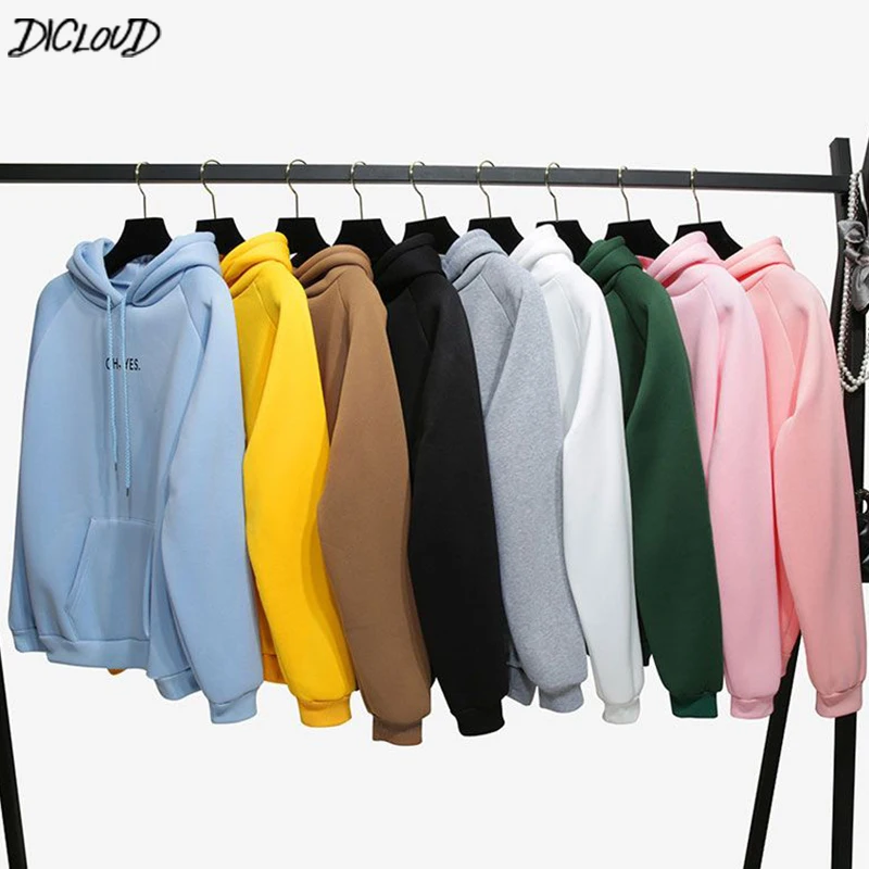 

DICLOUD Winter Casual Hoodies Women Fashion Long Sleeve Letter Pullovers Ladies Loose Plush Tops Woman Harajuku O-Neck Top New