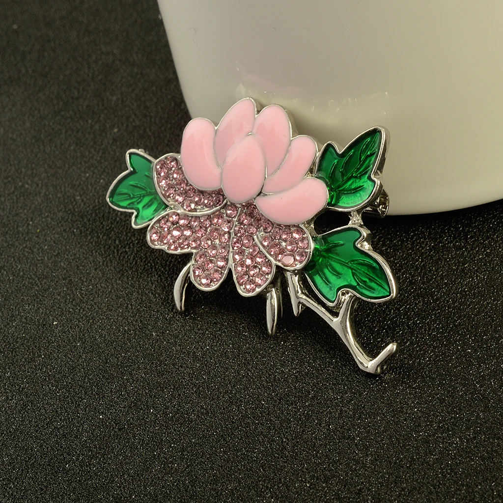Pink Women Wedding Party Fashion Peony Plum Flower Brooch Pin Vintage Breastpin