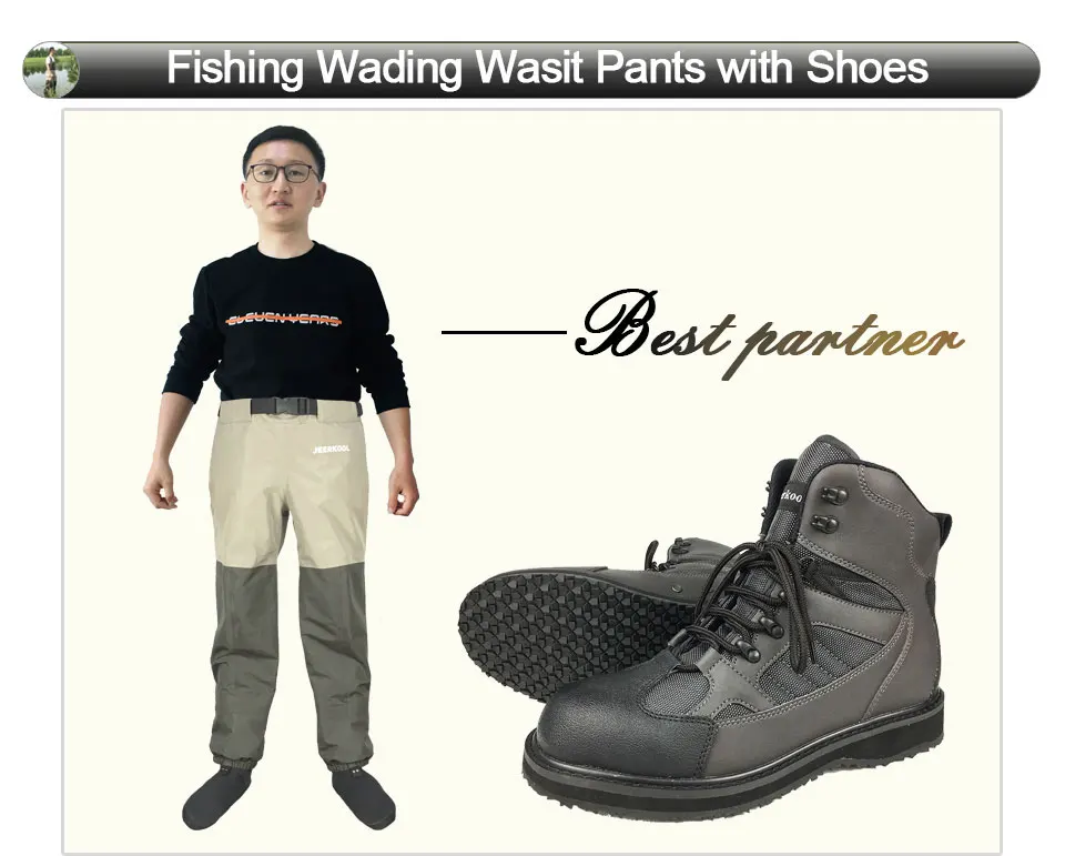 Fly Fishing Waders Pants Outdoor Hunting Wading Pants and Shoes Aqua Sneakers Rubber Sole Fishing Boots Rock Shoes FYR1