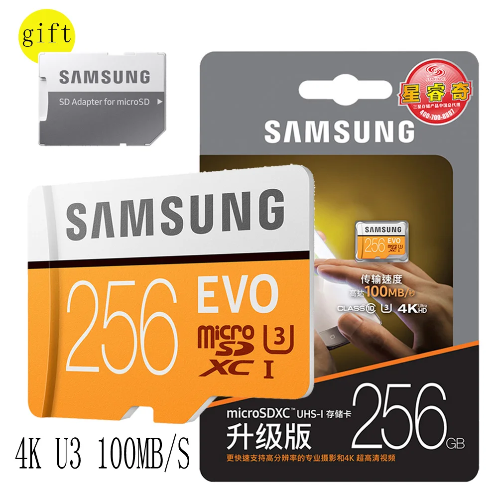SAMSUNG New U3 Micro SD 256GB 128GB 64GB SDXC U1 32GB SDHC Class10 TF
