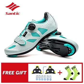 

Santic New Women Pro Cycling Shoes Road Bike Lock Shoes PU Breathable Lady Racing Bicycle Riding Saneakers Zapatillas Ciclismo