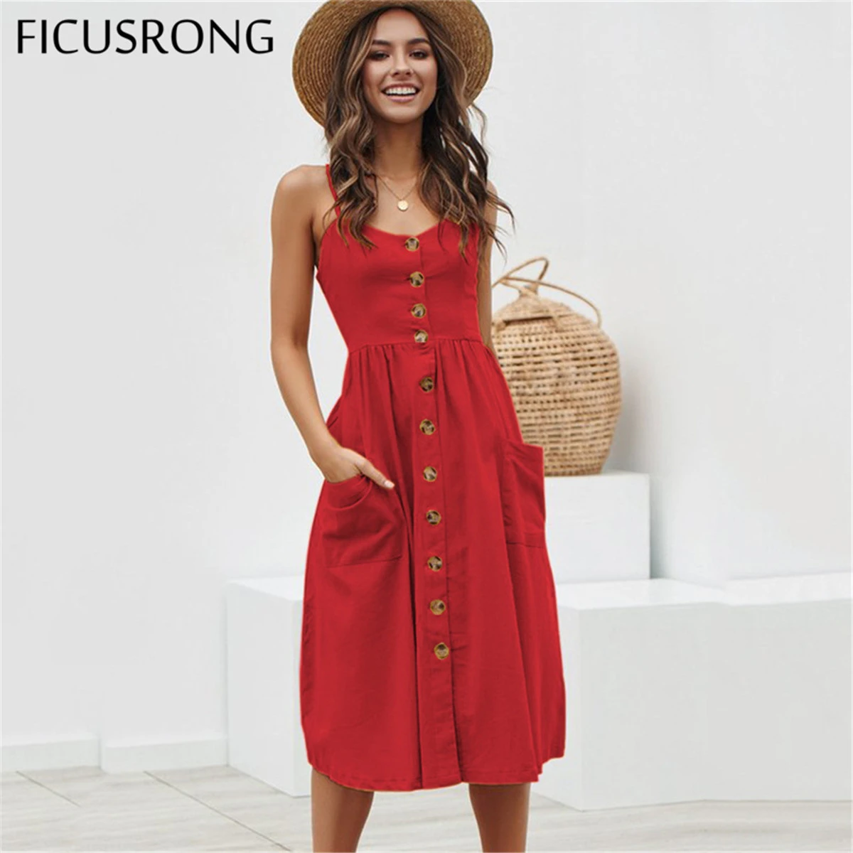 red cotton summer dress