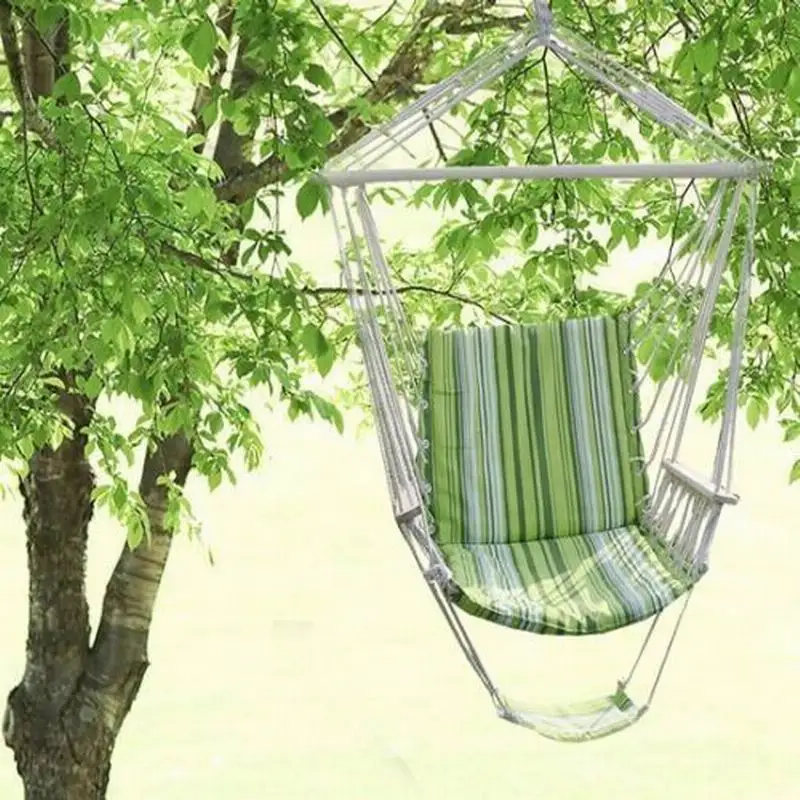 

Hamaca sillonde jardin colgante silla asiento acolchado y de rayas camping playa OP1848