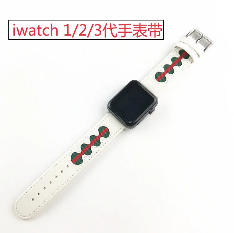 Кожа часы ремешок для Apple Watch Iwatch1/2/3 Размер 38/42 мм черный/белый дизайн Повседневное