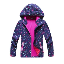 Abrigo a prueba de lluvia para niños y niñas, chaquetas de concha suave con capucha, trajes para niños de 3 a 12 años, azul marino, primavera y otoño