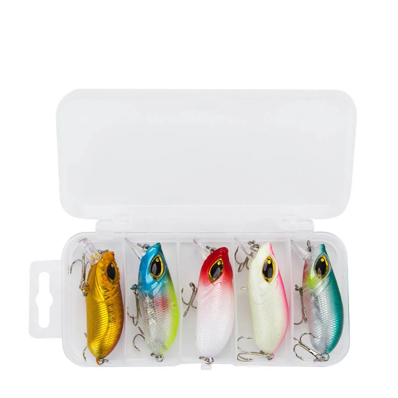

5pcs/Lot Minnow Crankbait Fishing Lure 5.5cm 8g Topwater Crank Wobbler Treble Fishing Hooks Fish Lures