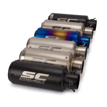 

Universal SC motorcycle 51mm small gun barrel imitation titanium with iron strip exhaust pipe