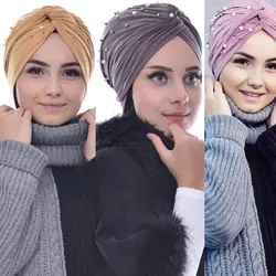 Новые женские мусульманские хиджабы шапка после химиотерапии шапка бини шарф Тюрбан, повязка на голову
