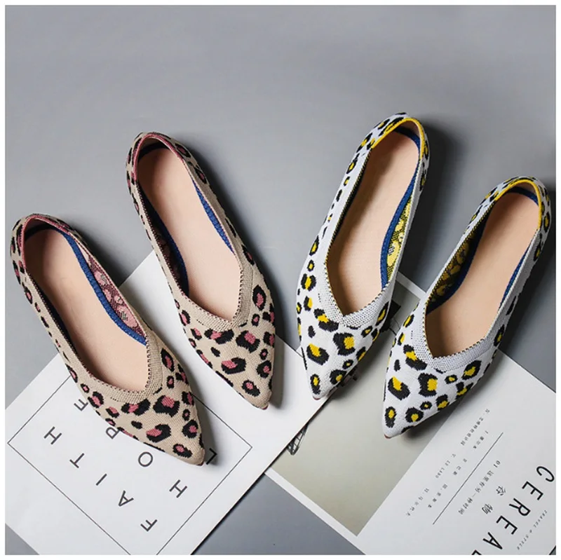 New Spring Women Flats Shoes Leopard Print Women Shoes Casual Single Shoes Ballerina Women Shallow Mouth Shoes SA65